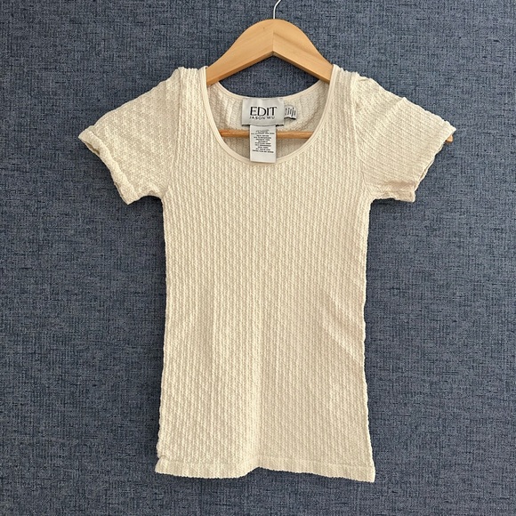 Jason Wu Tops - Jason Wu Cream Short Sleeve Textured Tee